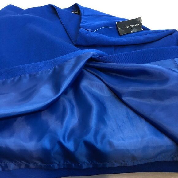 Lord & Taylor Petite Womens Size 6P Royal Blue Skirt Straight Front Slit      C - Picture 4 of 6